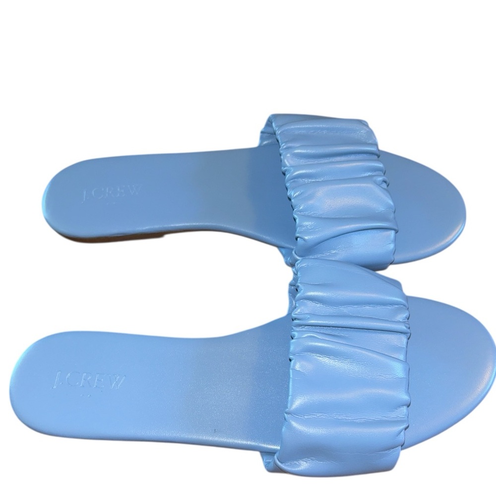 J. Crew Blue Slide Sandals with Ruched Strap - Picture 2 of 4